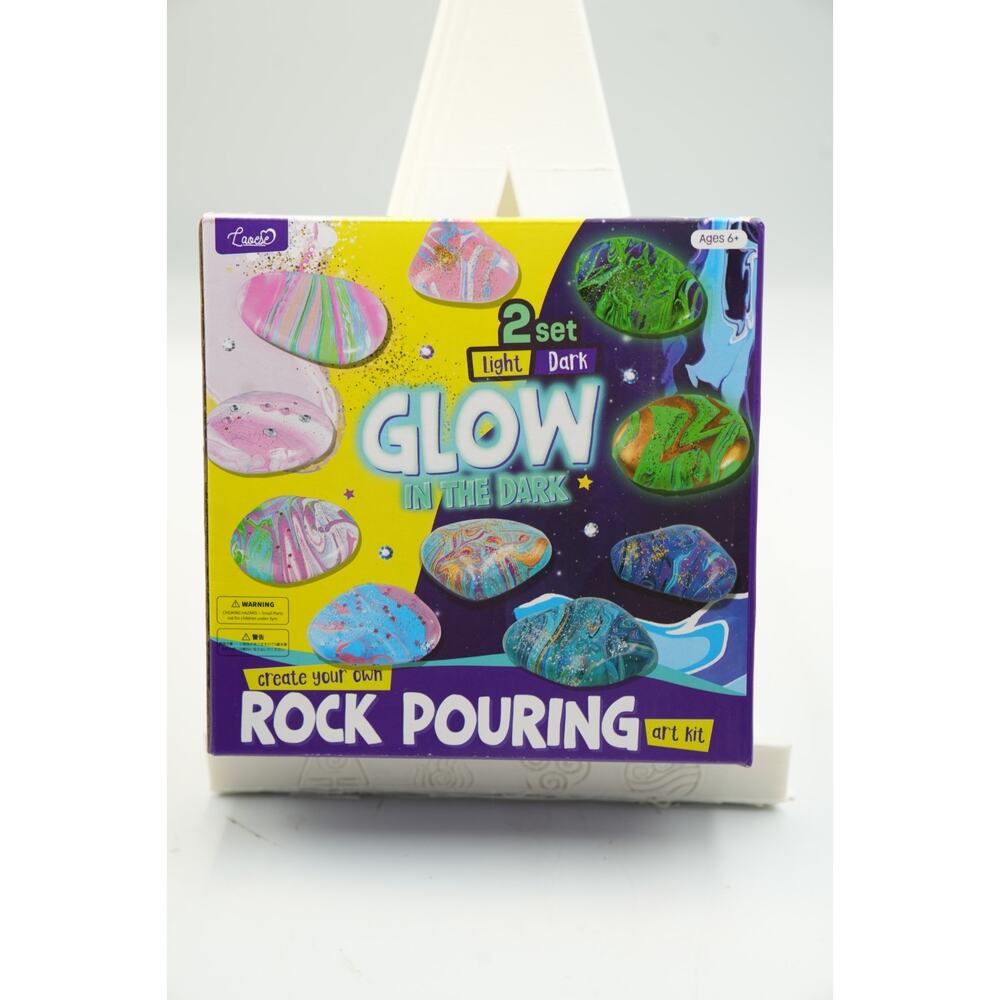 2 in 1 Rock Painting Art Kit‎ - Glow in The Dark Rock Pouring Art Kit Ages 6+